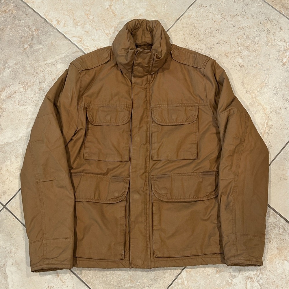 GAP Jacket Mens Small Camel Brown Utility Field Hooded Military Chore Coat Lined